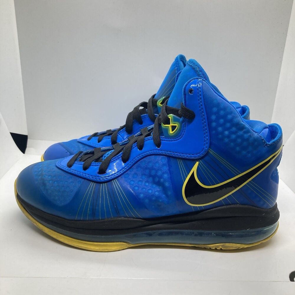 Nike Lebron VIII 8 V/2 Entourage Men 7.5 Photo Blue Tour Yellow Shoes 429676-401